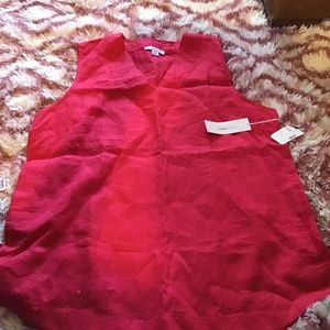 Pure navy 100% linen sleeveless blouse